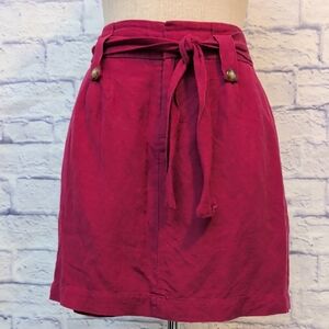 Banana Republic Fuchsia Linen Blend Mini Skirt w/ Waist Tie & Pockets - Size 2